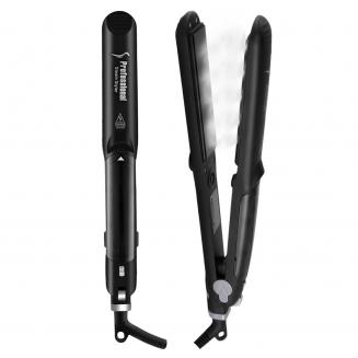 Plancha de pelo a vapor, placa de cerámica profesional y plancha plana, 150 ℃-230 ℃, carga de enchufe