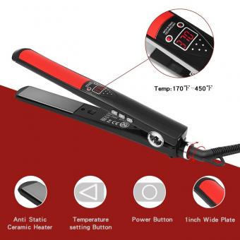 Hair Straightener Titanium Flat Iron 1", 120℃-230℃ MCH Fast Heating, Plug Charge Hair Straightener Titanium Flat Iron 1", 120℃-230℃ MCH Fast Heating, Plug Charge