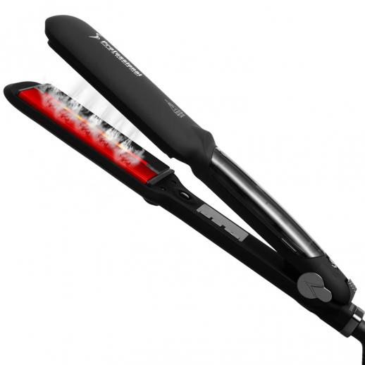 Infrared Steam Hair Straightener, 2" Tourmaline Ceramic Plate, 120℃-230℃ 10 Temps Fast Heating, Plug Charge