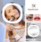 6.7" Makeup Mirror 5X with Lights, 360° Rotation, Battery Powered
