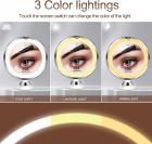 Espejo de maquillaje de 8" 10X con luces, modo de luz de 3 colores, rotación de 360°, alimentado por batería