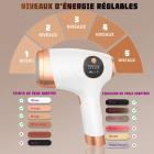 Épilateur Lumière Pulsée, IPL Épilation Laser avec FDA Certifié, 5 Niveaux, 999999 Flashs, Glace Indolore, pour Visage, Corps, Bikini, Aisselles