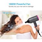 Ionic Hair Dryer, 1800W Fast Dry, 2 Nozzles & 1 Diffuser, 3 Temps & 2 Speed, Plug Charge