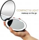 1x/10x Grossissant LED Miroir de Poche pour Voyage, Double Face, USB Rechargeable