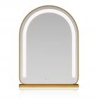 מראת איפור מקושתת עם פס לד, 40*62 ס"מ גדולה, חכם מגע, מצב 3 צבעים, בהירות מתכווננת, טעינת תקע, מעמד זהב