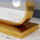 מראת איפור מקושתת עם פס לד, 40*62 ס"מ גדולה, חכם מגע, מצב 3 צבעים, בהירות מתכווננת, טעינת תקע, מעמד זהב