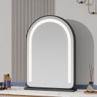 מראת איפור מקושתת עם פס לד, 40*62 ס"מ גדולה, חכם מגע, מצב 3 צבעים, בהירות מתכווננת, טעינת תקע, מעמד זהב