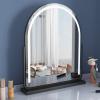 Arched Vanity Mirror with LED Strip, 40*62cm Large, Smart Touch, 3 Colors Mode, Adjustable Brightness, Plug Charge, Black Stand