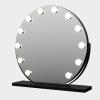 مرآة فانيتي دائرية من هوليوود مع 12 مصباح ليد ، 50 سم / 20 بوصة كبيرة ، 3 أوضاع إضاءة ، لمسة ذكية ، سطوع قابل للتعديل ، شحن قابس ، حامل أسود