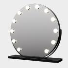 Ronde Hollywood Make-up Spiegel met 12 LED lampjes, 50cm/20" Groot, 3 Lichtstanden, Sluit aan om te gebruiken, Zwarte
