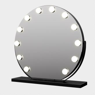 Round Hollywood Vanity Mirror with 12 LED Lights, 50cm/20" Large, 3 Light Mode, Smart Touch, Adjustable Brightness, Plug Charge, Black Stand Round Hollywood Vanity Mirror with 12 LED Lights, 50cm/20" Large, 3 Light Mode, Smart Touch, Adjustable Brightness, Plug Charge, Black Stand