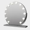 Runder Hollywood Kosmetikspiegel mit 12 LED Leuchten, 50cm/20inch Groß, 3 Lichtmodi, Einstellbare Helligkeit, EU Plug, Silber Ständer