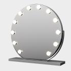 Ronde Hollywood Make-up Spiegel met 12 LED lampjes, 50cm/20" Groot, 3 Lichtstanden, Sluit aan om te gebruiken, Zilver