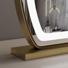 Oval Schminkspiegel mit LED Streifen, 40*50cm Groß, Intelligente Berührung, 360 Drehung, 3 Farben Mode, Einstellbare Helligkeit, EU Plug, Gold