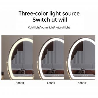 Oval Vanity Mirror with LED Strip, 40*50cm Large, Smart Touch 360 Rotation, 3 Colors Mode, Adjustable Brightness, Plug in to use, White Stand Oval Vanity Mirror with LED Strip, 40*50cm Large, Smart Touch 360 Rotation, 3 Colors Mode, Adjustable Brightness, Plug in to use, White Stand