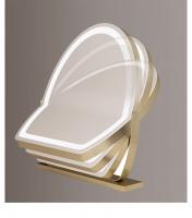 Grand miroir de courtoisie ovale 50 x 58 cm avec bande LED, rotation à 360 °, 3 modes d'éclairage tactiles, luminosité réglable, branchez-le pour l'utiliser, support doré