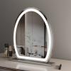 Ovale Miroir Maquillage pour Coiffeuse avec LED Bande, 40*50cm Grand, Toucher Intelligent, 360° Rotation, 3 Couleurs Mode, Luminosité Réglable, EU Plug, Argenté