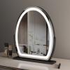 Oval Vanity Mirror with LED Strip, 40*50cm Large, Smart Touch 360 Rotation, 3 Colors Mode, Adjustable Brightness, Plug in to use, Black Stand