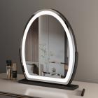 Ovale Miroir Maquillage, 360° Rotation et Luminosité Réglable, Noir Miroir Coiffeuse avec LED Bande, 40*50cm, Toucher Intelligent, EU Plug
