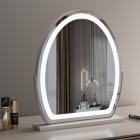 Oval Vanity Mirror with LED Strip, 40*50cm Large, Smart Touch 360 Rotation, 3 Colors Mode, Adjustable Brightness, Plug in to use, Silver Stand