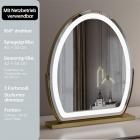 Oval Schminkspiegel mit LED Streifen, 40*50cm Groß, Intelligente Berührung, 360 Drehung, 3 Farben Mode, Einstellbare Helligkeit, EU Plug, Gold