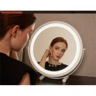 Round LED Vanity Mirror 50cm/20" Large for Bedroom Table, Smart Touch, 3 Light Mode, Adjustable Brightness, 360° Rotation, Plug in to use, Gold Stand
