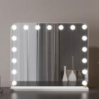 Hollywood make-upspiegel 62 * 54 cm groot, 17 dimbare led-lampen, 3 kleurenmodus, Smart Touch, instelbare helderheid, stekker opladen, witte standaard