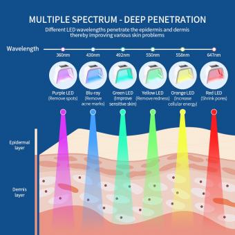Máquina de cuidado facial de terapia de luz LED de 6 colores con ciclo de color, 178 perlas de luz con nanovapor, instrumento fotodinámico PDT Light Beauty.