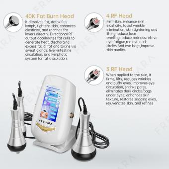 3-i-1 40K Kavitations- og RF-maskine, Kropsslankende Sculpting-enhed, 3 Massagehoveder til Mave, Talje, Arme, Ben og Balder