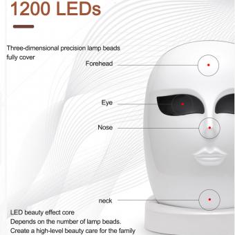 3 Color LED Light Therapy Mask, 1200 Light Beads, Photon Therapy Light Beauty Instrument, USB Chargeable 3 Color LED Light Therapy Mask, 1200 Light Beads, Photon Therapy Light Beauty Instrument, USB Chargeable