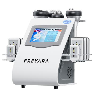 Máquina de cavitación RF 6 en 1 para adelgazamiento corporal, masajeador corporal de 40K para salón de belleza o uso doméstico, cabezales y almohadillas multifuncionales, carga por enchufe.
