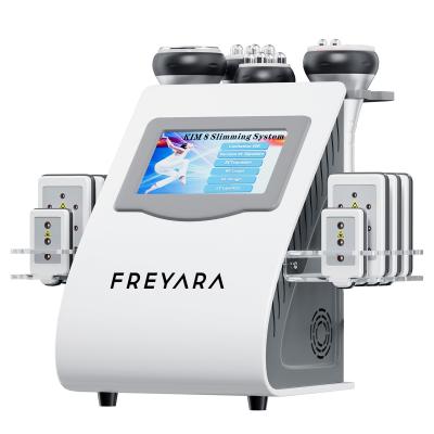 Máquina de cavitación RF 6 en 1 para adelgazamiento corporal, masajeador corporal de 40K para salón de belleza o uso doméstico, cabezales y almohadillas multifuncionales, carga por enchufe.
