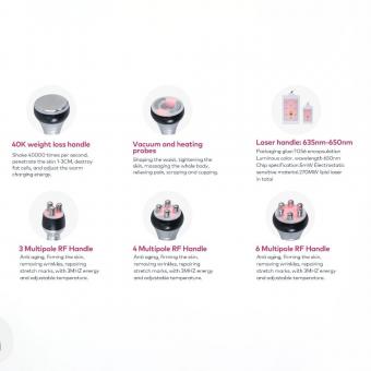 6in1 Cavitation RF Body Slimming Machine, 40K Body Massager for Salon Spa or Home Use, Multifunctional Heads and Pads, Plug Charge