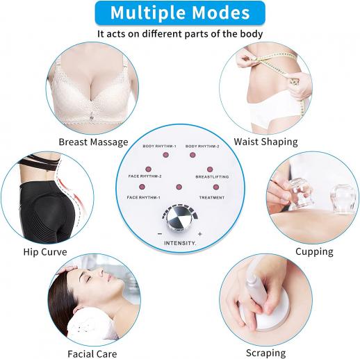 FREYARA Vacuum Therapy Cupping Machine with 24 Acrylic Cups, Body Scraping Shape Massage for Butt, Breast Body, Plug Charge