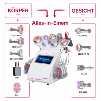 9in1 80K RF Ultraschall Kavitationsgerät, EMS Mikrostrom Pad, Körperschlankheitsgerät, Anti Cellulite Vakuummassagegerät für den SPA Salon