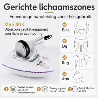 Mini 40K Ultrasoon Cavitatieapparaat en Huidverstevigende Massager – voor Vetverbranding, Lichaamscontouring, Celluliteverwijdering, Versteviging en Vormgeving