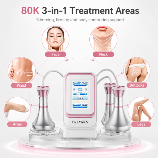 80K Radiofrequency Cavitation Machine, 3in1 Ultrasonic Body Slimming System, Fat Burning Cellulite Body Massager