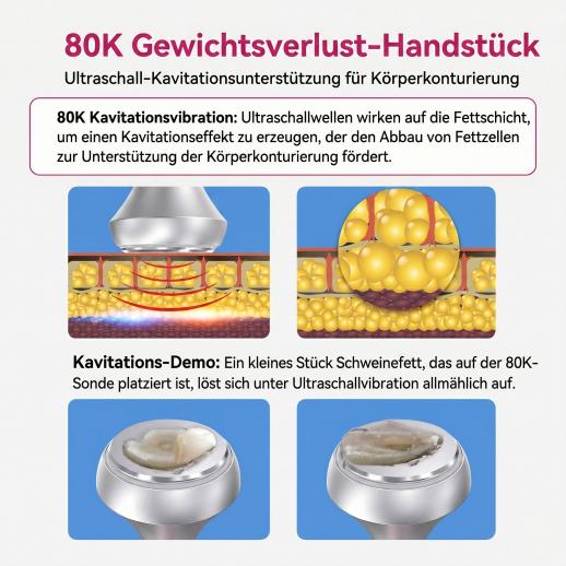 80K 3in1 Radiofrequenz Ultraschall Kavitationsgerät,  Körperschlankheits System, Fettverbrennung Cellulite Körpermassagegerät