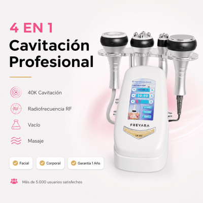 Dispositivo de cavitación ultrasónica RF de 40 K con cuatro funciones para el contorno facial, de brazos, cintura, abdomen y piernas.Esculpe la figura perfecta.