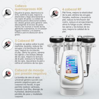 FREYARA Máquina de Cavitación 40K 4 en 1 con Radiofrecuencia RF y Vacío | Equipo de Moldeo Corporal para Casa y Centros de Estética