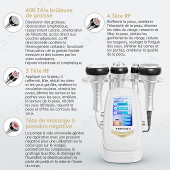 Appareil de Radiofréquence Machine de Ultrasonique Cavitation, 4en1 40K Machine Lipocavitation, Machine à Sculpter le Corps, pour Visage, Bras, Taille, Ventre et Jambes