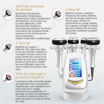 FREYARA Appareil de Radiofréquence Machine de Ultrasonique Cavitation, 4en1 40K Machine Lipocavitation, Machine à Sculpter le Corps, pour Visage, Bras, Taille, Ventre et Jambes