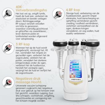 4in1 40K Cavitatie Apparaat, Radiofrequentie Vacuüm Ultrasone Cavitatie Machine, Vetverbranding, Lichaamsslank Apparaat voor Gezicht, Arm, Taille, Buik, Been