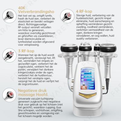 4in1 40K Cavitatie Apparaat, Radiofrequentie Vacuüm Ultrasone Cavitatie Machine, Vetverbranding, Lichaamsslank Apparaat voor Gezicht, Arm, Taille, Buik, Been