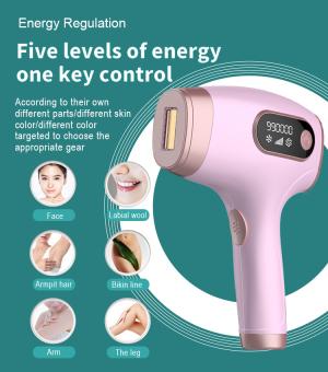 IPL Laser Ontharing Permanent Thuis, IJs Pijnloos voor het Hele Lichaam, 990000 Flitsen, 5 Niveaus, FDA Gecertificeerd, Roze