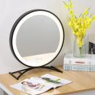 Ronde kaptafelspiegel 50 cm/20" groot voor kaptafel, 3 lichtstanden, instelbare helderheid, 360° rotatie, stekkeroplader, zwart