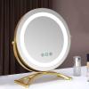 Round Vanity Mirror 50cm/20" Large for Dressing Table, 3 Light Mode, Adjustable Brightness, 360° Rotation, Plug in to use, golden