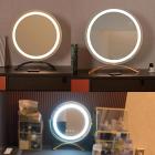Ronde kaptafelspiegel 50 cm/20" groot voor kaptafel, 3 lichtstanden, instelbare helderheid, 360° rotatie, stekkeroplader, goudkleurig
