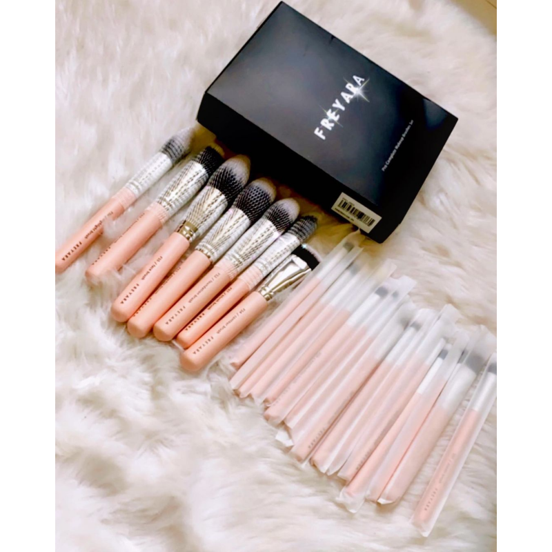 FREYARA Pincéis Maquiagem Profissional Kit 25pcs, Rosa Brilhante