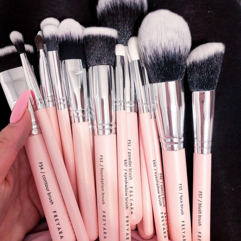 FREYARA Pincéis Maquiagem Profissional Kit 25pcs, Rosa Brilhante